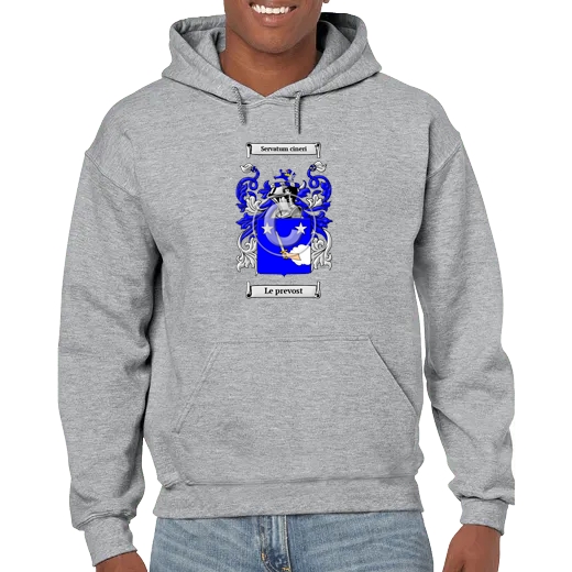 Le prevost Grey Unisex Coat of Arms Hooded Sweatshirt